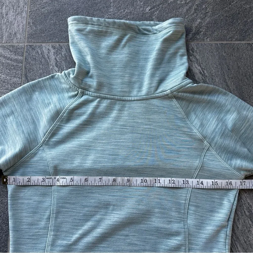 EUC Kyodan Pullover Heather Green Funnel Neck Thumbholes Zip Pockets Small - Picture 13 of 15